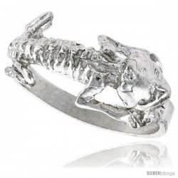 Sterling Silver Gecko Lizard Skeleton Ring Polished finish 3/8 in wide