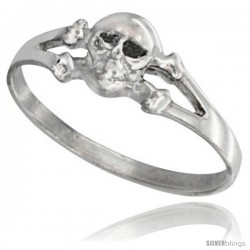 Sterling Silver Tiny Skull & Crossbone Ring 1/4 in wide