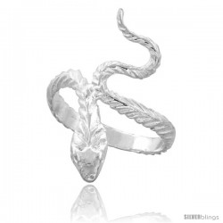 Sterling Silver Snake Ring Polished finish 1 in wide