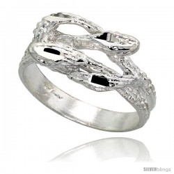 Sterling Silver Snake Ring Polished finish 3/8 in wide