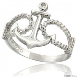 Sterling Silver Anchor Ring 9/16 in (14 mm) long