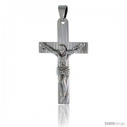 Stainless Steel Textured Crucifix Pendant, 30 in chain