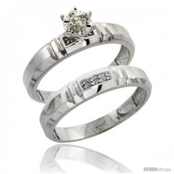 10k White Gold Ladies' 2-Piece Diamond Engagement Wedding Ring Set, 5/32 in wide -Style 10w123e2