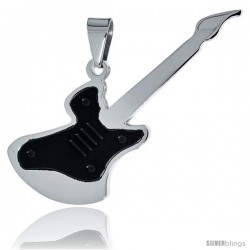 Stainless Steel Electric Guitar Pendant Black Finished, 30 in chain
