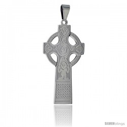 Stainless Steel Gallen Priory Celtic Cross Pendant, 2 in tall with 30 in chain