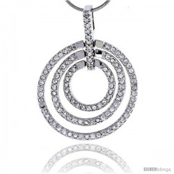 Sterling Silver Jeweled Graduated Circles Pendant, w/ Cubic Zirconia stones, 1 5/16" (33 mm) tall