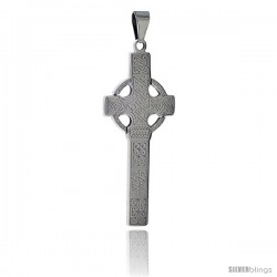 Stainless Steel Celtic High Cross Pendant, 2 in tall with 30 in chain -Style Pss158