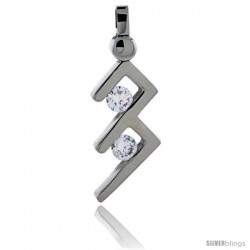 Stainless Steel Pendant w/ 4 mm Crystals, 1 in tall, w/ 30 in Chain