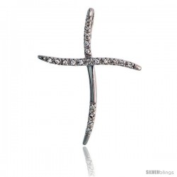 Sterling Silver Jeweled Cross Pendant, w/ Cubic Zirconia stones, 1 1/2" (38 mm)