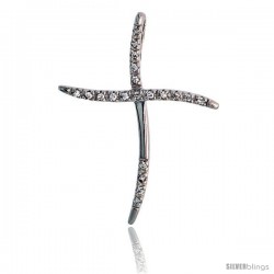 Sterling Silver Jeweled Cross Pendant, w/ Cubic Zirconia stones, 1 1/2" (38 mm)