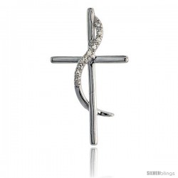 Sterling Silver Jeweled Methodist Cross Pendant, w/ Cubic Zirconia stones, 1 5/8" (41 mm)