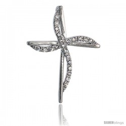 Sterling Silver Jeweled Cross Pendant, w/ Cubic Zirconia stones, 1 1/2" (39 mm) -Style Tp7375