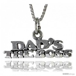 Sterling Silver DAD'S THE BOSS Word Necklace, w/ 18 in Box Chain