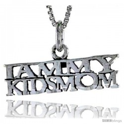 Sterling Silver I AM MY KID'S MOM Word Necklace, w/ 18 in Box Chain