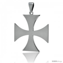 Stainless Steel Maltese Cross Pendant, 1 1/2 in tall with 30 in chain