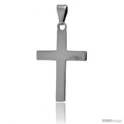 Stainless Steel Plain Latin Cross Pendant, 1 1/2 in tall with 30 in chain