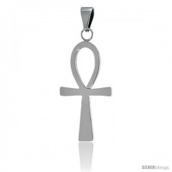 Stainless Steel Ankh Pendant, 1 1/2 in tall with 30 in chain