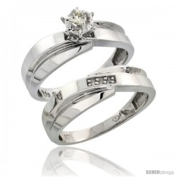 10k White Gold Ladies' 2-Piece Diamond Engagement Wedding Ring Set, 1/4 in wide