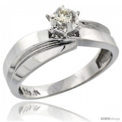 10k White Gold Diamond Engagement Ring, 1/4 in wide