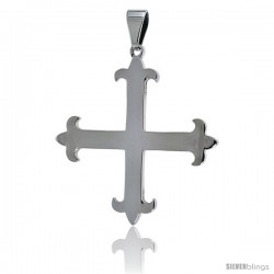 Stainless Steel Avis Cross Pendant, 1 1/2 in tall with 30 in chain