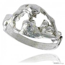 Sterling Silver Couple Making Love Ring Polished finish 7/16 in wide