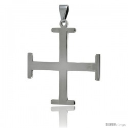 Stainless Steel Teutonic Cross Pendant, 1 1/2 in tall with 30 in chain