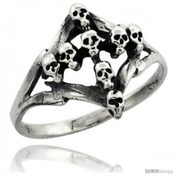 Sterling Silver Skull Cross Ring 7/16 in wide