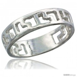 Sterling Silver L Shape Cut Outs Ring Band, 3/16 in. (5 mm) wide