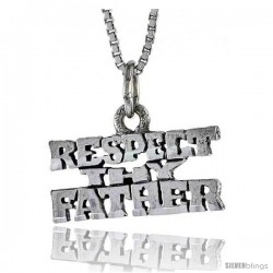 Sterling Silver RESPECT THY FATHER Word Necklace, w/ 18 in Box Chain