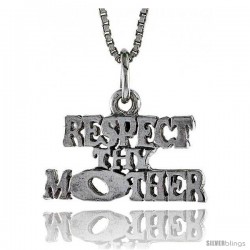 Sterling Silver RESPECT THY MOTHER Word Necklace, w/ 18 in Box Chain