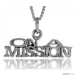 Sterling Silver ON A MISSION Word Necklace, w/ 18 in Box Chain