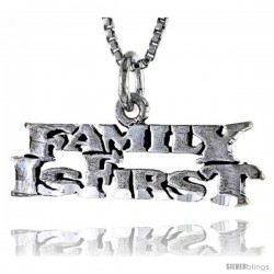 Sterling Silver FAMILY IS FIRST Word Necklace, w/ 18 in Box Chain