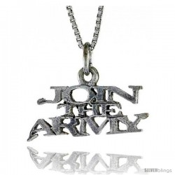 Sterling Silver JOIN THE ARMY Word Necklace, w/ 18 in Box Chain