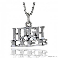 Sterling Silver HIGH ON LIFE Word Necklace, w/ 18 in Box Chain