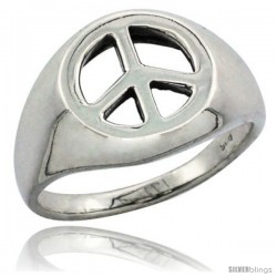 Sterling Silver Peace Sign Ring, 1/2 in. (13 mm) wide