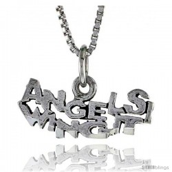 Sterling Silver ANGELS WING IT Word Necklace, w/ 18 in Box Chain