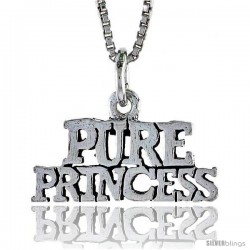 Sterling Silver PURE PRINCESS Word Necklace, w/ 18 in Box Chain