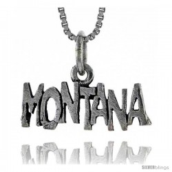 Sterling Silver MONTANA Word Necklace, w/ 18 in Box Chain