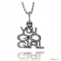 Sterling Silver YOU GO GIRL Word Necklace, w/ 18 in Box Chain
