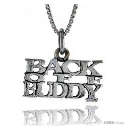 Sterling Silver BUCK OFF BUDDY Word Necklace, w/ 18 in Box Chain