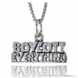 Sterling Silver BOYCOTT EVERYTHING Word Necklace, w/ 18 in Box Chain