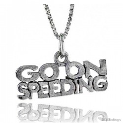 Sterling Silver GO ON SPEEDING Word Necklace, w/ 18 in Box Chain