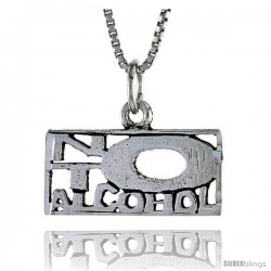 Sterling Silver NO TO ALCOHOL Word Necklace, w/ 18 in Box Chain