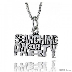 Sterling Silver SEARCHING FOR PARTY Word Necklace, w/ 18 in Box Chain