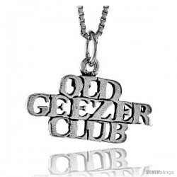 Sterling Silver OLD GEEZER CLUB Word Necklace, w/ 18 in Box Chain