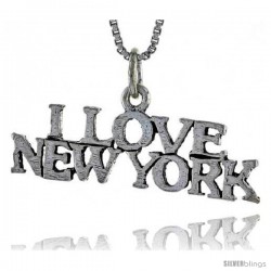 Sterling Silver I LOVE NEW YORK Word Necklace, w/ 18 in Box Chain