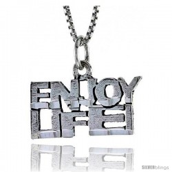 Sterling Silver ENJOY LIFE Word Necklace, w/ 18 in Box Chain