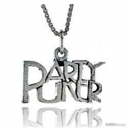 Sterling Silver PARTY PUKER Word Necklace, w/ 18 in Box Chain