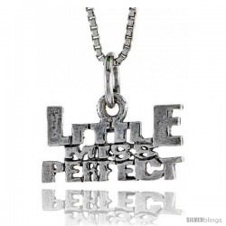 Sterling Silver LITTLE MISS PERFECT Word Necklace, w/ 18 in Box Chain