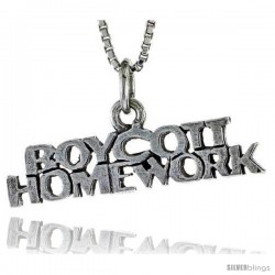 Sterling Silver BOYVOTT HOMEWORK Word Necklace, w/ 18 in Box Chain